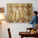Mexican Folk Art Canvas Wall Art, Charro Poncho Sombrero Painting Print, Neutral Beige Boho Decor, Southwestern Impasto Style, Living Room Art by MyGreatCanvas | Canvas Wall Art Prints | Photo Prints & Wall Decor