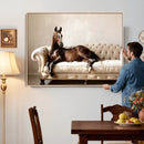 Funny Horse on Sofa Canvas Wall Art, Quirky Horse Lounging Photo Print, Whimsical Animal Decor, Living Room Conversation Art, Horse Lover Gift by MyGreatCanvas | Canvas Wall Art Prints | Photo Prints & Wall Decor