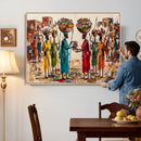 African Folk Art Canvas Wall Art, Colorful African Women Village Painting Print, Tribal Ethnic Home Decor, Vibrant African Art, Living Room by MyGreatCanvas | Canvas Wall Art Prints | Photo Prints & Wall Decor