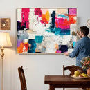 Blue Teal Abstract Canvas Wall Art, Modern Textured Painting Print, Navy Orange White Contemporary Art, Neutral Living Room Decor, Office Art by MyGreatCanvas | Canvas Wall Art Prints | Photo Prints & Wall Decor