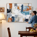 Blue Teal Abstract Canvas Wall Art, Modern Textured Painting Print, Navy Orange White Contemporary Art, Neutral Living Room Decor, Office Art by MyGreatCanvas | Canvas Wall Art Prints | Photo Prints & Wall Decor