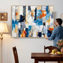 Blue Teal Abstract Canvas Wall Art, Modern Textured Painting Print, Navy Orange White Contemporary Art, Neutral Living Room Decor, Office Art by MyGreatCanvas | Canvas Wall Art Prints | Photo Prints & Wall Decor