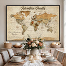 Vintage Custom Push Pin Map Print – Custom Adventure Travel