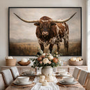 Texas Longhorn Wall Art Canvas Print – Brown Horned Bull