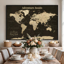 Personalized Push Pin World Map Canvas Print – Custom Travel