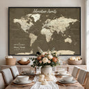 Personalized Push Pin World Map Canvas Print – Custom Travel