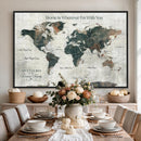 Personalized Push Pin World Map Canvas Print – Custom Framed
