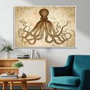 Sepia Octopus Wall Art Abstract Animal Canvas Print