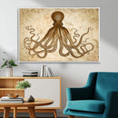 Sepia Octopus Wall Art Abstract Animal Canvas Print