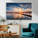 Wooden Pier on Seascape and Sunset Wall Art Canvas Print by MyGreatCanvas | Canvas Wall Art Prints | Photo Prints & Wall Decor
