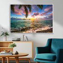 Framed Tropical Sunset Art Canvas Print