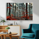 Autumn Forest Wall Art – Enchanting Red Leaves Canvas Print,