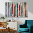 Vintage Wooden Weathered Ski's in Front of an Old Barn Wall by MyGreatCanvas | Canvas Wall Art Prints | Photo Prints & Wall Decor
