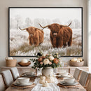 Longhorn Cattle Wall Art Canvas Print, Framed Farmhouse
