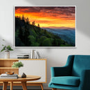 Forest Landscape Wall Art Sunset Canvas, Forest Sunset
