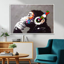 Dj Monkey Listening to Music Wall Art Print | Banksy Monkey by MyGreatCanvas | Canvas Wall Art Prints | Photo Prints & Wall Decor