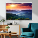 Sunset over Mountain Canvas Print, Forest Canvas Wall Art –