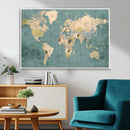 Classic World Map Canvas Print – Framed Vintage Map Wall