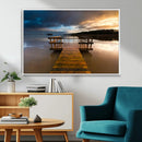 Serene Lake Pier at Sunset Canvas Print | Landscape Canvas