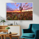 Arizona Desert Wall Art Canvas Print - Framed Deser Sunset