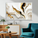 Gold Waves on Pure White Canvas – Gold Abstract Art for