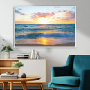 Golden Sunset Over Ocean Waves - Serene Coastal Triptych