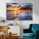 Serene Beach Sunset Wall Art Canvas- Coastal Seascape Print