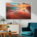Sunset Beach Wall Art | Ocean Canvas Print | Coastal Wall