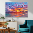 Vibrant Sunset Beach Wall Art - Ocean Sunset Canvas Print |