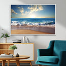 Serene Ocean Sunset Canvas Wall Art - Beach Waves at Sunset,