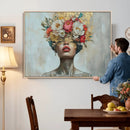 Golden Petal Wall Art Canvas Print - Silhouette Woman Wall