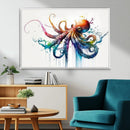 Watercolor Vibrant Octopus Wall Art Canvas Print | Abstract