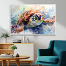 Watercolor Sea Turtle Wall Art Canvas Print - Vibrant Ocean