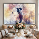 Abstract Watercolor Golf Player Wall Art Canvas Print