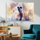 Abstract Watercolor Golf Player Wall Art Canvas Print