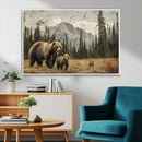 Rustic Grizzly 399 Bear Family Wall Art Canvas Print