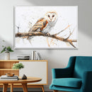 Barn Owl Wall Art on Branch | Stunning Canvas Print for