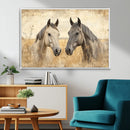 Chines Ink Style Grunge Horses Wall Art Canvas Print