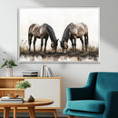 Chines Ink Style Horses Wall Art Canvas Print