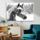 Black Horse Winter Wall Art | Ready to Hang and Framed |
