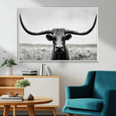 Longhorn Bull Canvas Print | Rustic Farmhouse Wall Art |