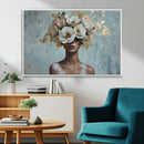 Golden Petal Wall Art - Petal Silhouette Woman Wall Art by MyGreatCanvas | Canvas Wall Art Prints | Photo Prints & Wall Decor