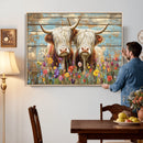 Cute Highland Cow Canvas Wall Art - Rustic Farmhouse Decor