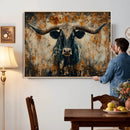 Longhorn Wall Art – Rustic Western Bull Canvas Print, Modern