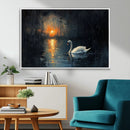 Abstract Swan on Water Wall Art Canvas Print - Elegant