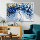 Blue and Gold Abstract Tree Wall Art Canvas Print | Modern