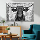 Abstract Longhorn Bull Wall Art Canvas Print - Rustic Texas