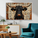 Rustic Texas Artwork Wall Art Canvas Print - Abstract Cow