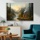 Wood Cabin Retreat Mountain at Sunset Wall Art Print -