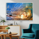 Ocean Wave at Sunset Canvas Wall Art – Vibrant Coastal Beach
